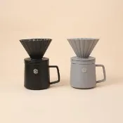【LohasPottery 陸寶】花見咖啡杯套組（大）-禪風黑/都市灰(V型濾杯搭配馬克杯 適用V60和蛋糕濾紙)
