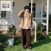 柔軟舒適 戶外實穿 質感耐看 日常出街 大呎碼 减龄款 白口陽【楓糖瑪奇朵】春季粗花呢小香風ins潮休閒寬鬆外套男女J3