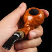 石楠木軍插式蘋果鬥古早老式實木手工菸絲鬥9mm活性碳濾芯男煙具