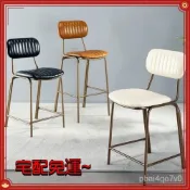 (店+)復古 靠背椅 餐椅 油蠟皮革45CM 65CM 75CM 高腳椅 吧檯椅 鐵藝金腳 吧台椅 老物裝潢老椅子 設計工業風