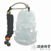【琪臻珠寶】天然A貨翡翠糯種關聖帝君吊墜(關公玉珮 緬甸玉 春秋文關公)