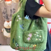 現貨🇯🇵日系 可愛毛絨絨龍貓刺繡肩背包/手機包/手提袋