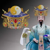 太極八卦道士帽子仙公道帽祖師帽呂祖帽子道家太極帽神像帽子10.5
