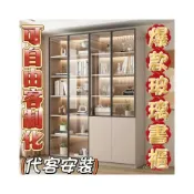 (店+)✨客製化✨可到府安裝 書櫃 客廳收納櫃 客廳櫃子 玻璃書櫃 落地書架 有門書櫃 實木櫃 實木 木櫃收納櫃 玻璃展示櫃