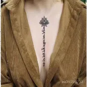 2025爆款蓮花梵文草本果汁紋身高級防水持久胸前性感永久仿真刺青個性辣妹