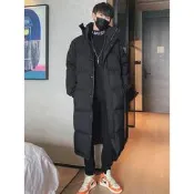 台灣現貨長版罩衫 大尺碼厚外套女 羽絨長板外套女 長版防風外套女 正韓 超長款羽絨服男女韓版加長加厚過膝大尺碼寬鬆情侶中