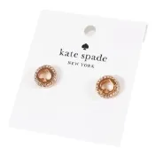 KATE SPADE 縷空桃心水鑽針式耳環-玫瑰金