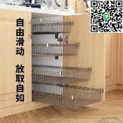 【廚房拉籃 櫥改造碗架 置物架 滑軌收納層架 自制抽屜網籃