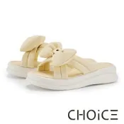 CHOiCE 超纖蝴蝶結厚底拖鞋 黃色
