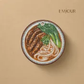 EMJOUR 雙面刺繡吊飾 - 牛肉麵 | 台灣小吃 趣味 食物 紀念品 禮物 鑰匙圈 包包配件