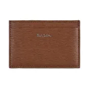 【Paul Smith】Paul Smith標籤燙印字LOGO內裡拼接色塊設計牛皮卡片夾(棕褐x明黃x淺橙)