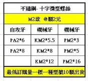 DKCK~不銹鋼 機械牙/自攻牙螺絲 微型螺絲 M2