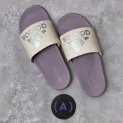 Mr.A😈A先生 Adidas 女款 ADILETTE COMFORT 運動 軟底 拖鞋 米白 紫 一體式 IG1273