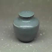 甕型 青瓷釉 茶倉 瑕 手作陶藝 茶道具