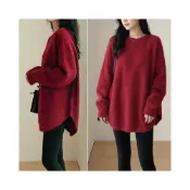 (店+)慵懶風中長版長袖圓領針織衫毛衣 /JM Shop