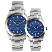 大高雄鐘錶城 Relax Time RT-105S-3M+RT-105S-3L 立體格紋對錶 藍 40mm+34mm｜情人對錶｜樂天領券現折★全館特惠中★指定刷卡回饋10%