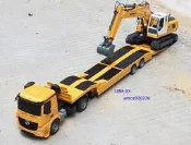 1/18遙控 平板拖車 拖板車 + 17通道怪 專用平板拖車 Actros 搖控 平板車 拖車載怪手 Bruder參考