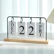 【木質翻頁】北歐風簡約木質翻頁日曆(萬年曆 桌面裝飾品 擺設 交換禮物 工藝品 辦公室)