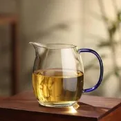 【品質保證】高硼矽玻璃彩把手公道杯耐高溫玻璃茶海高透玻璃勻杯茶海公道杯日式茶具 家用茶具 簡約茶具 紫砂茶具