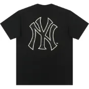  (店+)【NEW ERA】New Era New Era x MLB 聯名款 x MLB聯名款 紐約洋基隊 Logo印花休閒圓領夏季美式短袖T恤情侶 潮流百搭 男女同款 黑色