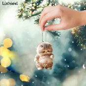 洛陽牡丹 亞克力平面向大肚皮貓咪吊飾掛飾