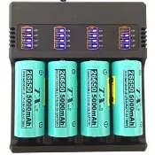 【TX 特林】26650鋰充電池5000mAh-4入+電量顯示充電器(26650-4+4USB)
