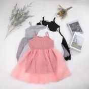 【橘魔法】素色細肩帶澎澎紗裙洋裝 兒童 花童 女童 童裝  襯裙 內搭 防走光 連衣裙 連身洋裝