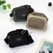 (店+)【CALVIN KLEIN】CK 布標Logo 帆布 相機包 小方包 斜背包