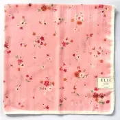 ELLE Paris 復古手帕 女款 粉色花卉 禮物 23 x 23 英吋