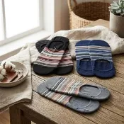 【Paul Smith】Paul Smith 白字LOGO棉質混紡炫彩條紋船型襪(多色)