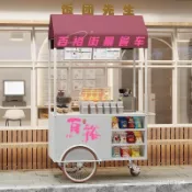 免運 可開髮票 移動販賣車鐵藝花車創意商場酒店促銷展示車戶外夜市地攤車擺攤車 小喫車 擺攤車 歐式鐵藝花車 地攤車