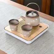 【日式提梁壺茶具套組】陶製梅花茶具組 提梁壺 乾泡盤 一人茶席 好友小聚 泡茶儀式感 茶壺 茶杯 茶盤 泡茶器 日式茶壺