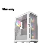 松聖 Mavoly LIME-0820 白色 下置 ATX 電腦機殼 內建四風扇 TYPE-C 前置可拆式濾網 側掀玻璃