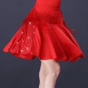【現貨秒發】廣場舞拉丁舞半身裙女成人新款舞蹈服裝大裙擺夏下裝練功表演