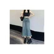 (店+)免稅免運｜hc精選 毛邊牛仔魚尾裙女設計感半身裙高腰百搭a字遮肉復古包臀中長裙子