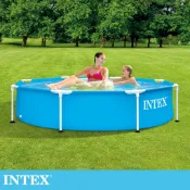 台灣現貨【INTEX】簡易裝圓形框架游泳池244x51cm(1828L)6歲+ 免充氣泳池/戲水池/蓄水池(28205)