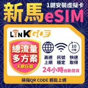 【LinkGO】新馬eSIM卡 3~7天多組合 總流量高速流量 多天上網卡 (新馬網卡 新加坡 馬來西亞 吉隆坡) 白鑽