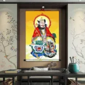 宗教九天應元雷聲普化天尊畫像雷祖掛畫道教神像畫道場供奉絹絲卷軸畫lion180895