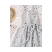 (店+)韓風夏季透氣薄圍裙少女可愛櫻桃格子泡泡棉布藝家用廚房揹帶