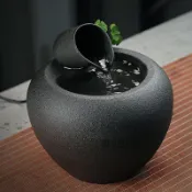 🔥臺灣出貨 流水聚寶盆 流水盆 流水擺件 招財聚寶盆 陶瓷水缸 流水造景 客廳 辦公室招財擺件 入厝禮物 潼YOYO