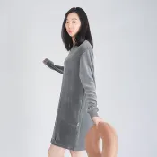 UMORFIL膠原蛋白珊瑚絨連身裙居家服-深灰