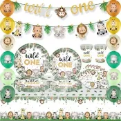 【當天出貨】🍹S派對🍹叢林動物派對Wild One系列  party主題免洗餐具 高質感派對 野餐 慶生 蛋糕紙盤餐盤