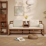 免運【上門安裝#可開發票】新中式羅漢床茶幾茶桌組閤搭配沙發實木禪意小戶型客廳家具現代 實木沙發