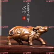 【已開光+可招財轉運】天然綠檀木 檀香木雕刻 水牛木雕手把件生肖牛擺件文玩桌面小擺件/避邪+保平安/yang0809