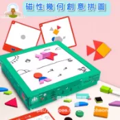 【台灣現貨】幾何磁性創意拼圖 七巧板 畫板 木製玩具兒童早教益智玩具【櫻桃威利】