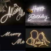 【客製化】派對字母燈 marryme求婚生日快樂霓虹燈 發光字 表白婚禮裝飾牌定製
