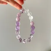 10mm天然阿賽斯特來紫水晶 紫鋰輝紫水晶白阿塞設計單圈手串手鍊s