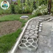 園藝用品工具花園別墅強化小路造型水泥分割模具道路施工鵝卵石裝修拼花路面大石頭模具