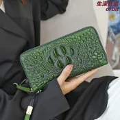 生活軌道 【頭層牛皮】長夾錢包 手拿包 手機包 真皮錢包 大容量錢包 歐美復古風 鱷魚骨紋設計 多卡位零錢袋 送禮自用皆宜