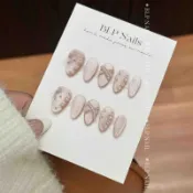 純手工新款 穿戴甲 杏仁粉色貓眼 高級爆閃短款 氣質顯白 可拆卸假指甲 美甲貼片